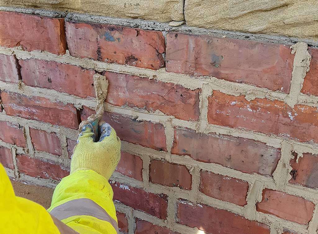 Brick repointing and mortar repair work