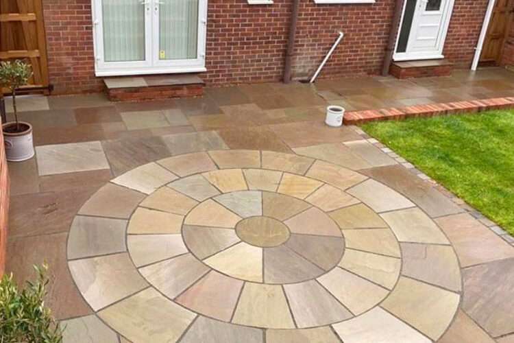 Natural Indian stone patio with rustic texture